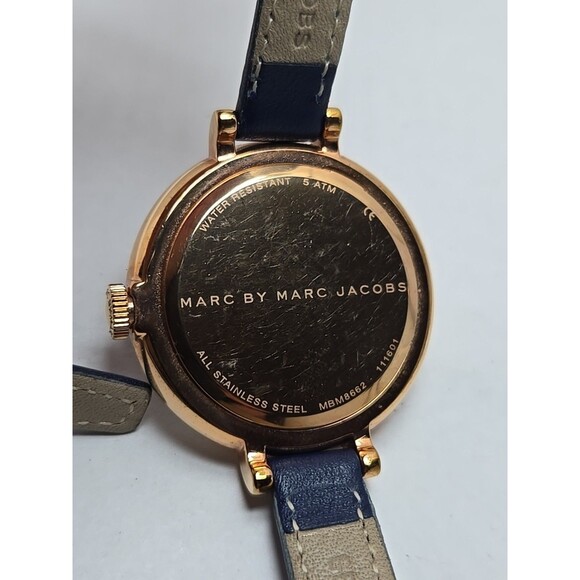 Marc Jacobs Sally Rose Gold Blue Leather Wrap Watch Womens New Battery Quartz - Picture 10 of 11